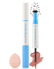 Natural Freckle Blush Pen, 2 in 1 Dark Brown Liquid Freckle Stamp  Coral Orange