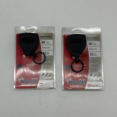 Key-Bak 0S48-803 Retractable Keychain Super48 Heavy Duty 48'' Cord 15 Keys 2pk