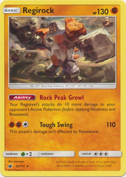 Regirock - 53/111 - Rare (Lp) Crimson Invasion - Fighting Pokémon