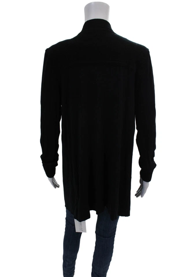 Cárdigan suéter de manga larga blanco + Warren para mujer negro de lana talla grande Foto 3 de 4