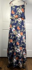 Banana Republic Floral Print Ruffle Hem Maxi Dress Never Worn Fully Lined Sz 8