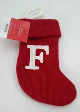 Letter F Knit Monogram Mini Stocking Red Wondershop Xmas Holiday Target 8"