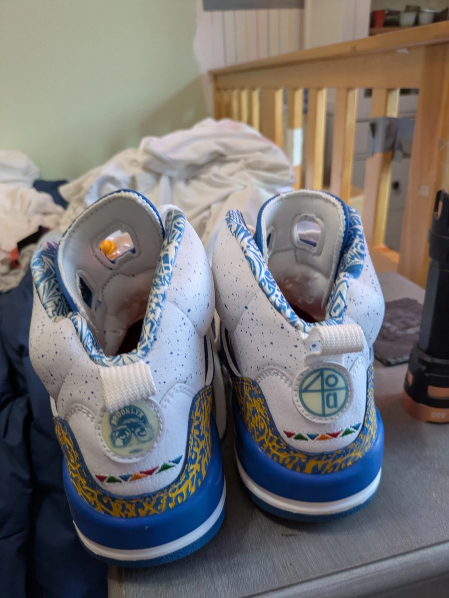 Air Jordan Spizike Do The Right Thing 315371-162 weiß blau gold Größe 8,5 Originalkarton