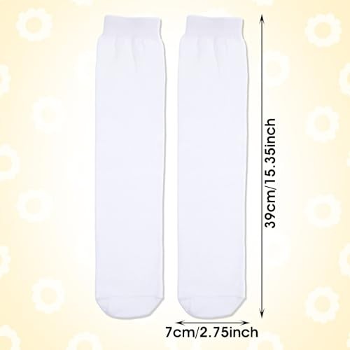Lusofie 2 Pairs Knee High Socks for Girls 4-8 years Old, Black Mid-Calf White - Picture 2 of 7