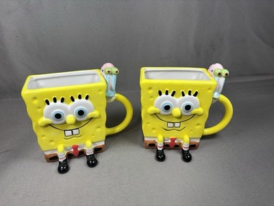 Sponge Bob Square Pants With Gary The Snail Coffee Tea Mug Cups Glass  Set Of 2