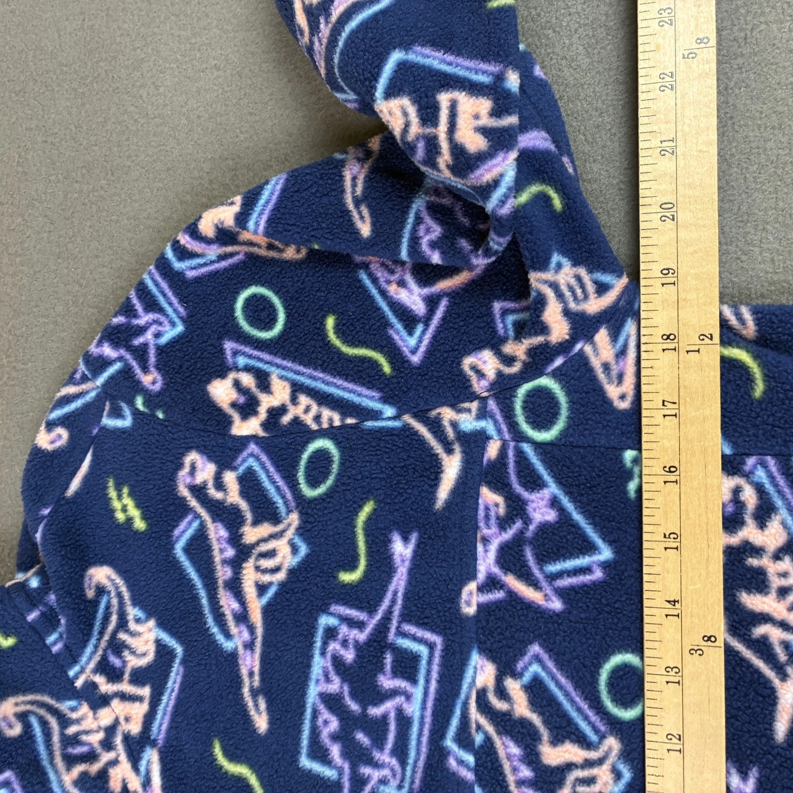 Chubbies Jacket Mens Medium Blue Dinosaur Fleece Pullover 1/4 Zip Sweatshirt image 4