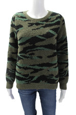 Barefoot Dreams  Women's Long Sleeves Pullover Camouflage Sweater Green Size XS