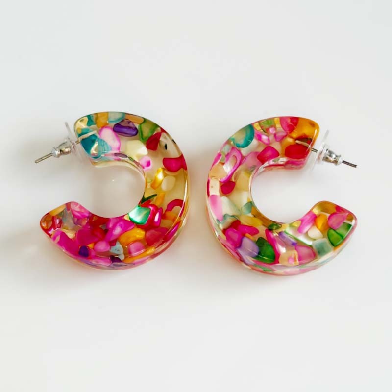 Nuevos aretes tipo argolla concha acrílica Zara de 36 mm para mujer fiesta vacaciones joyería