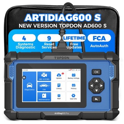 TOPDON AD600S OBD2 Scanner 4 System Diagnostic Tool 9 Reset TPMS ABS Code Reader