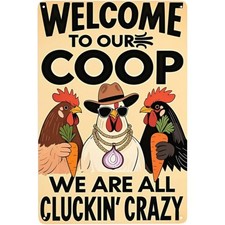 Funny Chicken Coop Welcome Sign Metal Farmhouse Decor for Outdoor Garden or