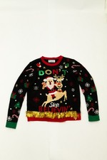 No Boundaries Ugly Christmas Sweater Women Small "Dont Stop Believing" Festive