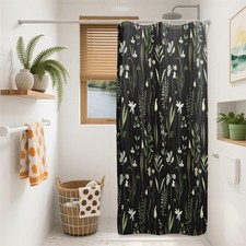 Herbaceous Plant Shower Curtain, Green Plants Herb Floral Bathroom Curtain, B...