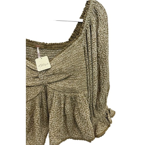 FREE PEOPLE Women's Brittnee Printed Crop Top Tropical Nut Sz Medium New - Picture 12 of 17