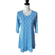 Lulu-B Womens Athletic Dress Blue Ruffle Bottom Long Sleeve Medium UPF 50 NWT