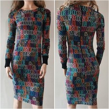 🆓US🛃 FW2011 Dolce & Gabbana D&G alphabet letters printed silk Dress IT 38