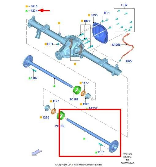 Ford F150 XL 2015-20 Super Cab 4x4 eje de transmisión trasero izquierdo eje anillo engranaje 8,8 Foto 2 de 4