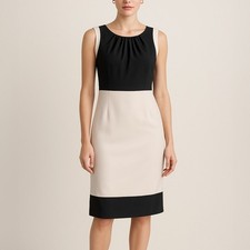 Max Mara Black Cream Colorblock Sheath Dress