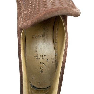 BUSCEMI Mens Brown Woven Leather Suede Slip On Loafers Italy  display picture 2
