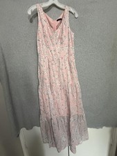 Tommy Hilfiger Dress Womens 8 Pink Floral V Neck Sleeveless Tiered Maxi Sundress