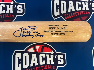Jeff McNeil Autographed Dove Tail Game Model Bat with Inscription (Fanatics)