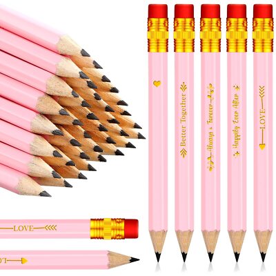 50 Pack Wedding Pencils Half Pencils with Eraser for Bridal Shower Party Favors