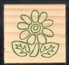 DAISY FLOWER LEAF PLANTS Botanical Design Card NEW wood mount HOBBY RUBBER STAMP
