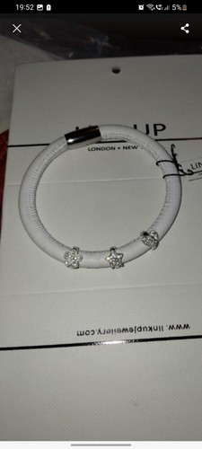 Link Up London Leather And Sterling Silver Charm Bracelet New white
