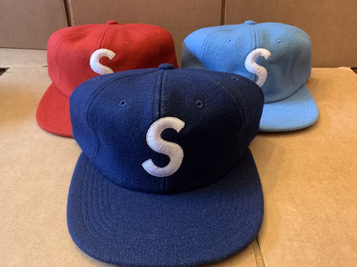 Supreme Wool S Logo 6-Panel Cap Blue Navy Red F/W 15