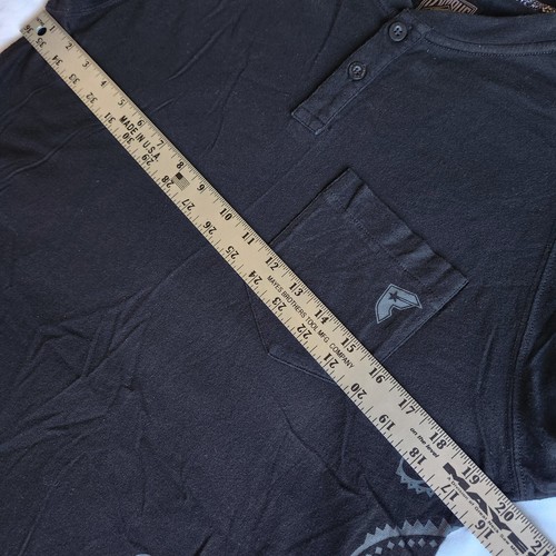 Famous Stars & Straps Black Med Paisley Print Henley Front Pocket T-Shirt Tee - Picture 8 of 9