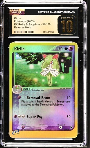 (POP 3) CGC 10 PRISTINE Pokémon Kirlia EX Ruby & Sapphire 34/109 Reverse Holo