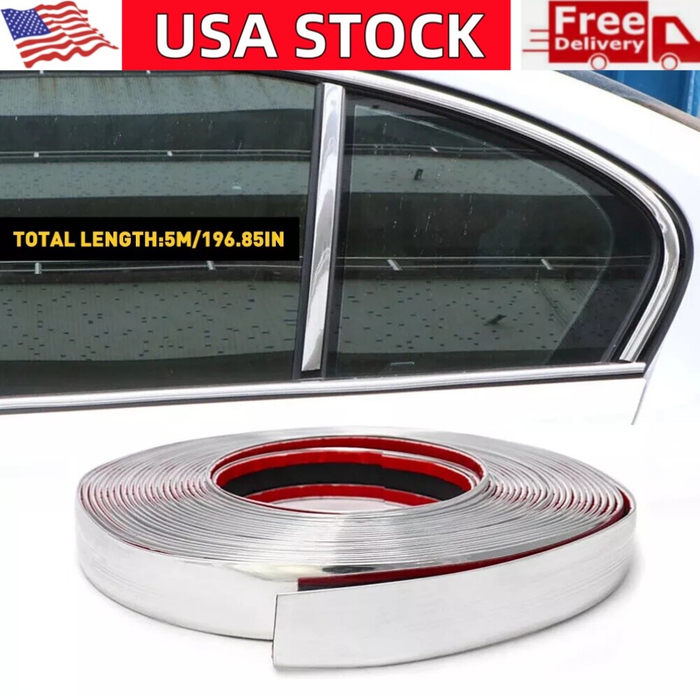 US 3/4" Chrome Trim Molding Strip Decoration Car Body Door Side Protector 16.4ft
