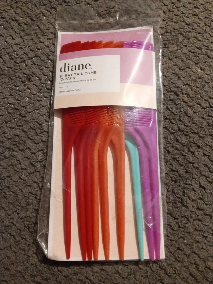 PEINE COLA RATA DIANE 9" ~ PAQUETE DE 9 • PAQUETE MULTICOLOR ESTILOS Y SECCIONES Foto 2 de 2