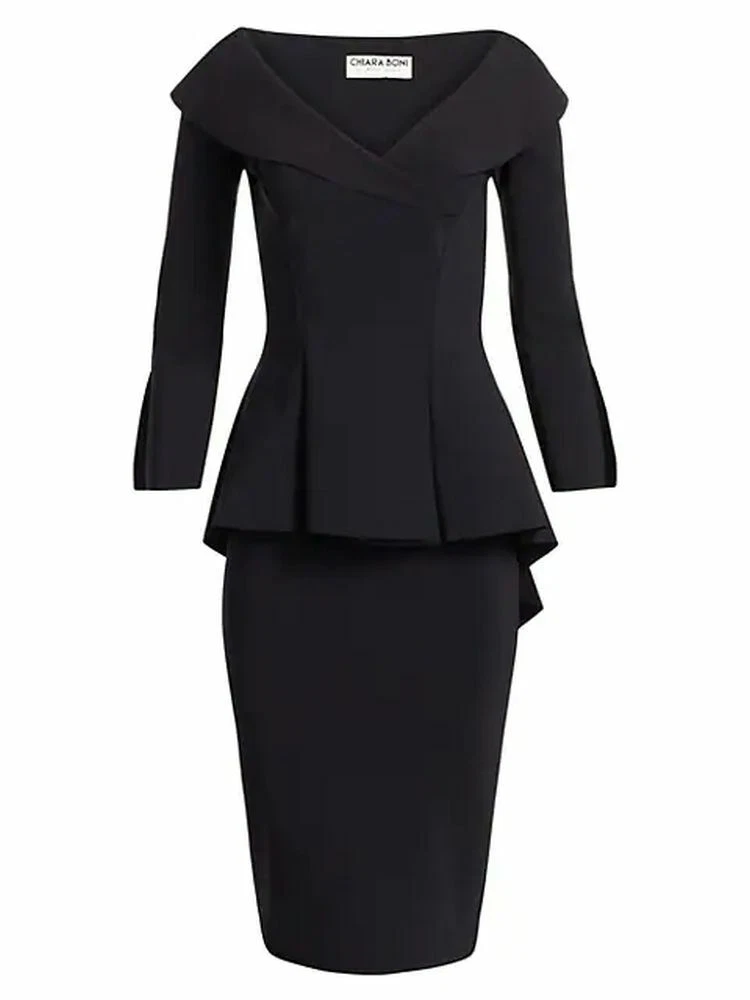 Long sleeve top black peplum dress