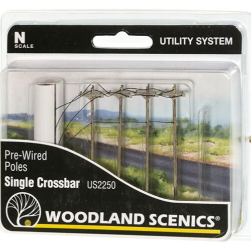 Woodland Scenics ~ New 2025 ~ N Scale ~ Wired Poles with Single Crossbar ~US2250 - Image 2 of 4