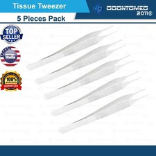 5 Pack - Medical Adson Tissue Forcep 1x2 Tooth Tweezers 4.75"