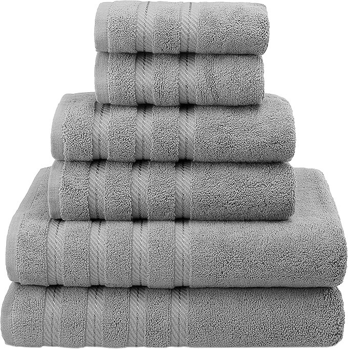 American Soft Linen 100% Turkish Carde Cotton 6 Piece Towel Set, 560 GSM Towels