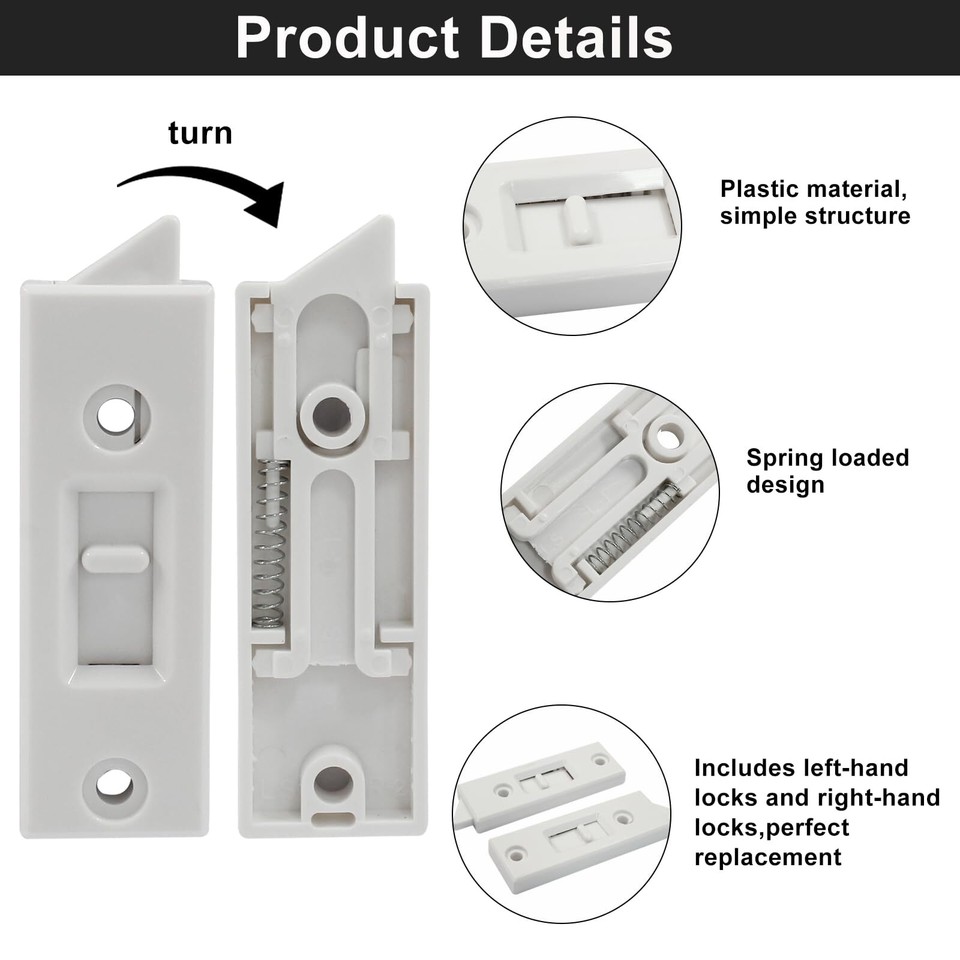 8Pcs Window Latch Locks Replacement, 2 Inch Hole Center Spacing Vinyl ...