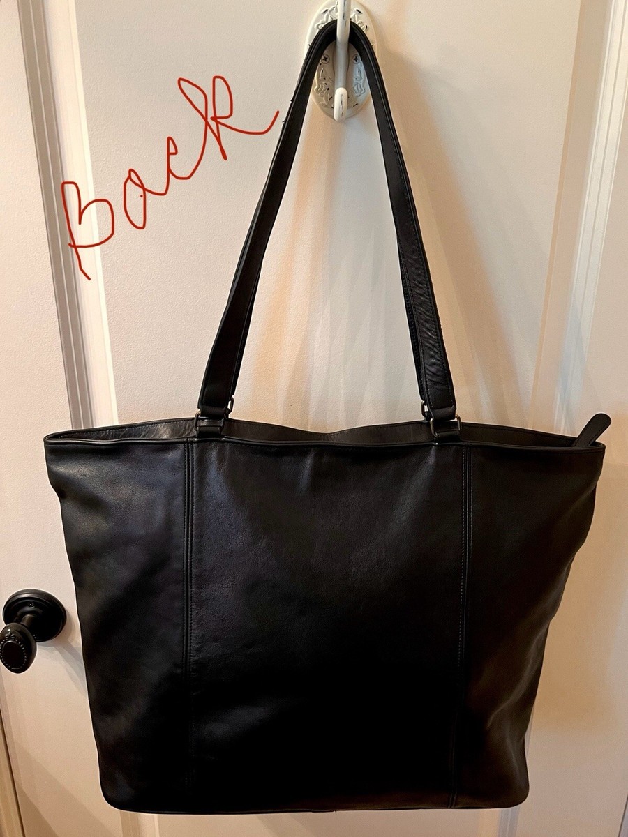 90’s OLD COACH TOTEBAG RARE Vintage 1990's XL Coach Black Leather Carry- All Tote