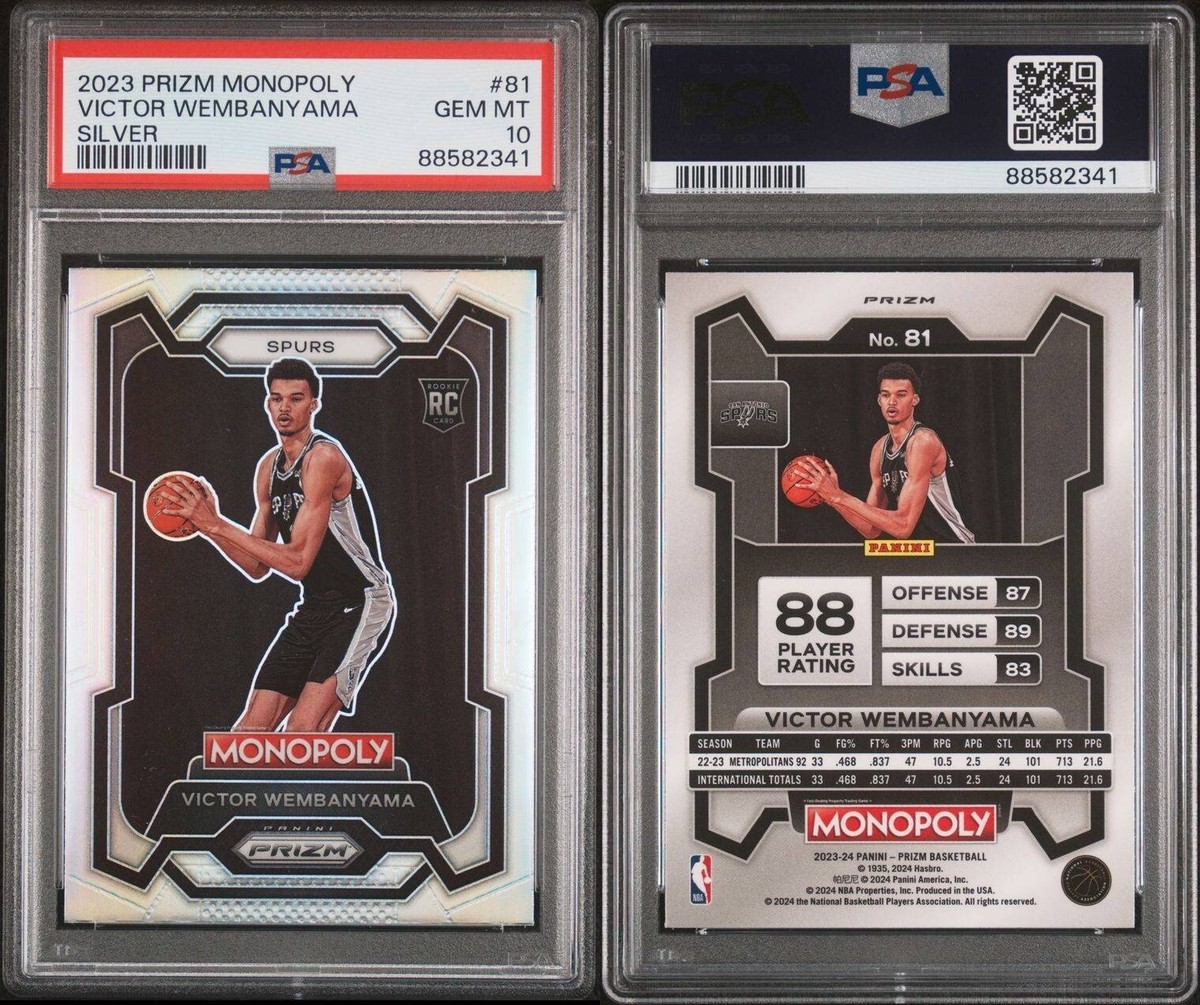 PSA 10 Victor Wembanyama 2023-24 Monopoly Prizm Silver #81 Gem