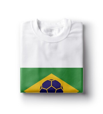 AM0024-T-SHIRT White World Qatar Brazil, Brazil, Football Print 2022