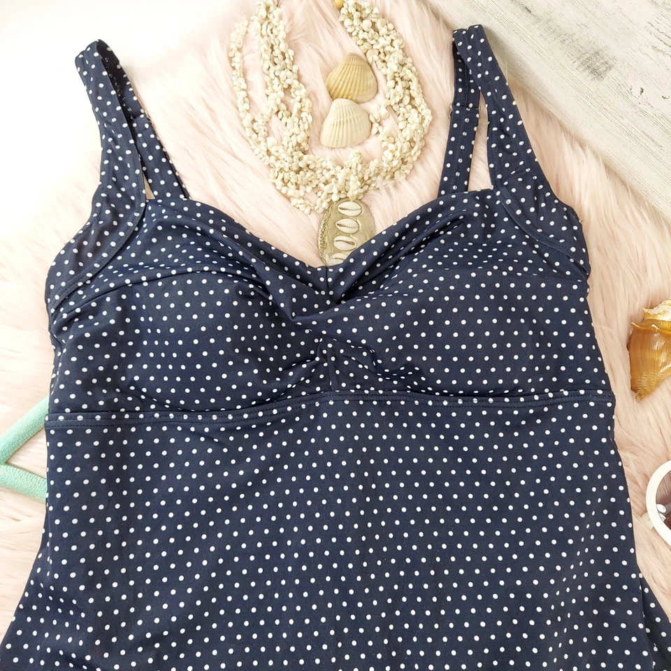 GABAR TRAJE DE BAÑO AZUL MARINO LUNARES VESTIDO DE BAÑO MUJER TALLA 16 REGULAR *SIN CABLES Foto 4 de 4