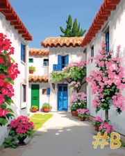 Flower Garden Courtyard - Printed Needlepoint Canvas for DIY Embroidery FA133-1