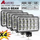4x 4X6'' LED Headlights Spot Lamp Work Driving Fog Lights + Mounting Brackets