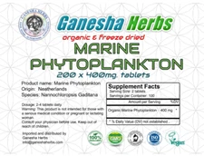 Marine-Phytoplankton Freeze-Dried Powder  Nannochloropsis Gaditana 200 TABLETS!