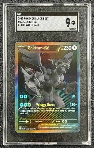 ZEKROM EX SGC 9 2025 POKEMON BLACK BOLT #172/086 AND WHITE RARE 0887