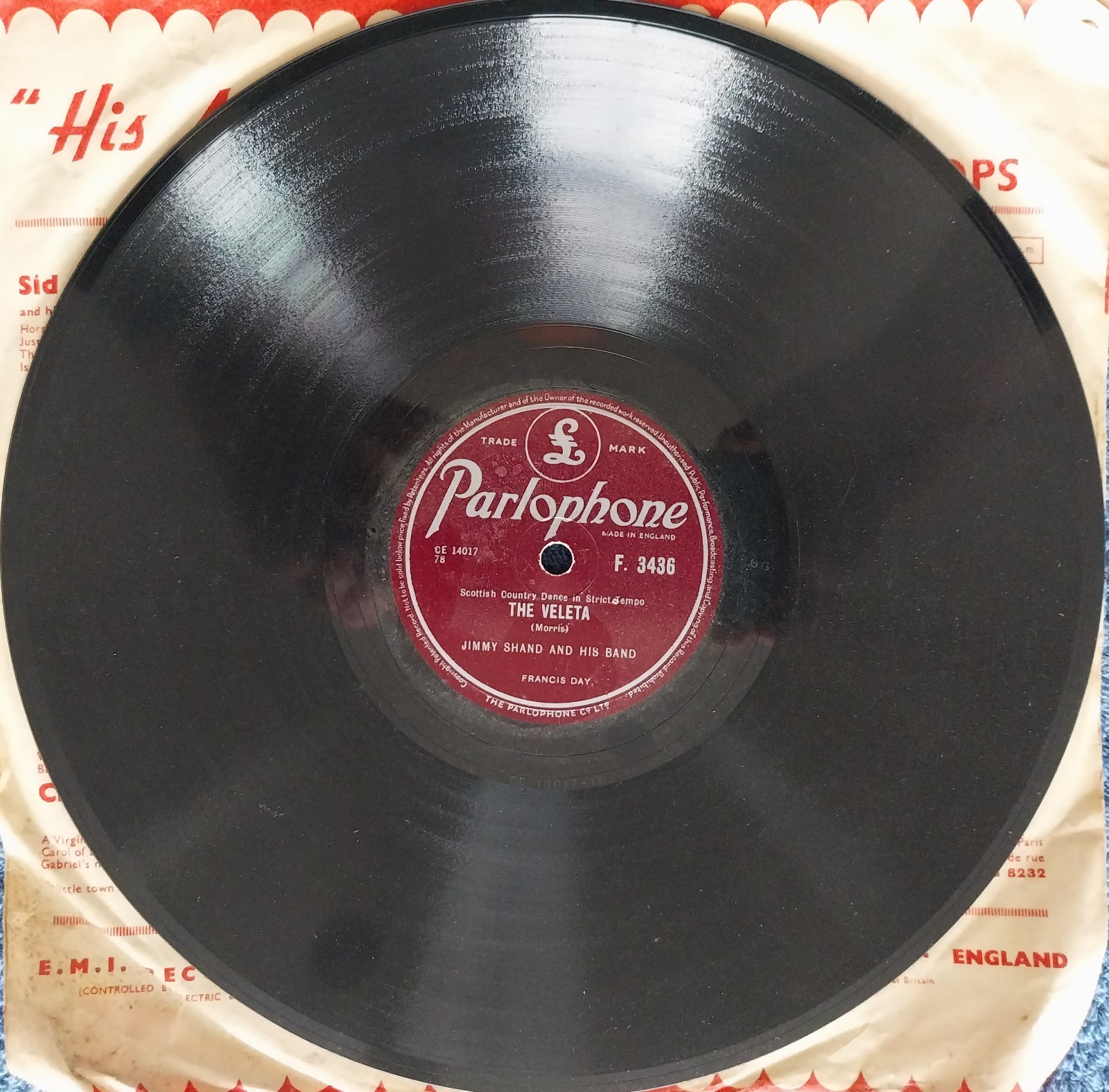 Jimmy Shand & Band: Bluebell Polka/The Veleta 10" Shellac 78 Excellent Condition