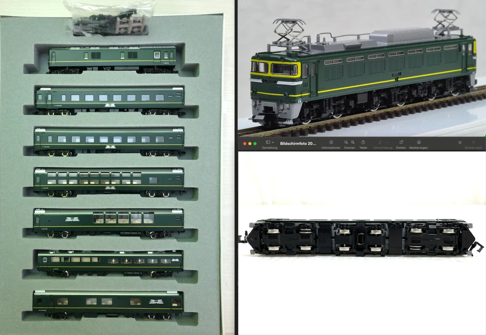 TOMIX 92623 + 2134 Twilight Express 7-Wagon Nachtzug Schlafwagon + EF81 E-Lok