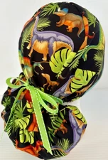 Dinosaur Medical Ponytail Pouch Surgery  Scrub Cap Chef Hat