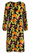 Anthropologie Corey Lynn Calter Orange Fruit Print Midi Dress Boho Long Sleeve M