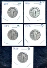 1925-1926-1927-1928-1929 (5) Standing Liberty Quarters 90% Silver VG+ Features